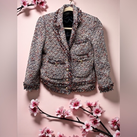 Zara Jackets & Blazers - Zara Women's Tweed Jacket - Multicolor Size S